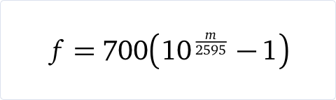Machine Learning | MFCCs: Engineering features from sound | Equation for calculating the frequency of mel bands