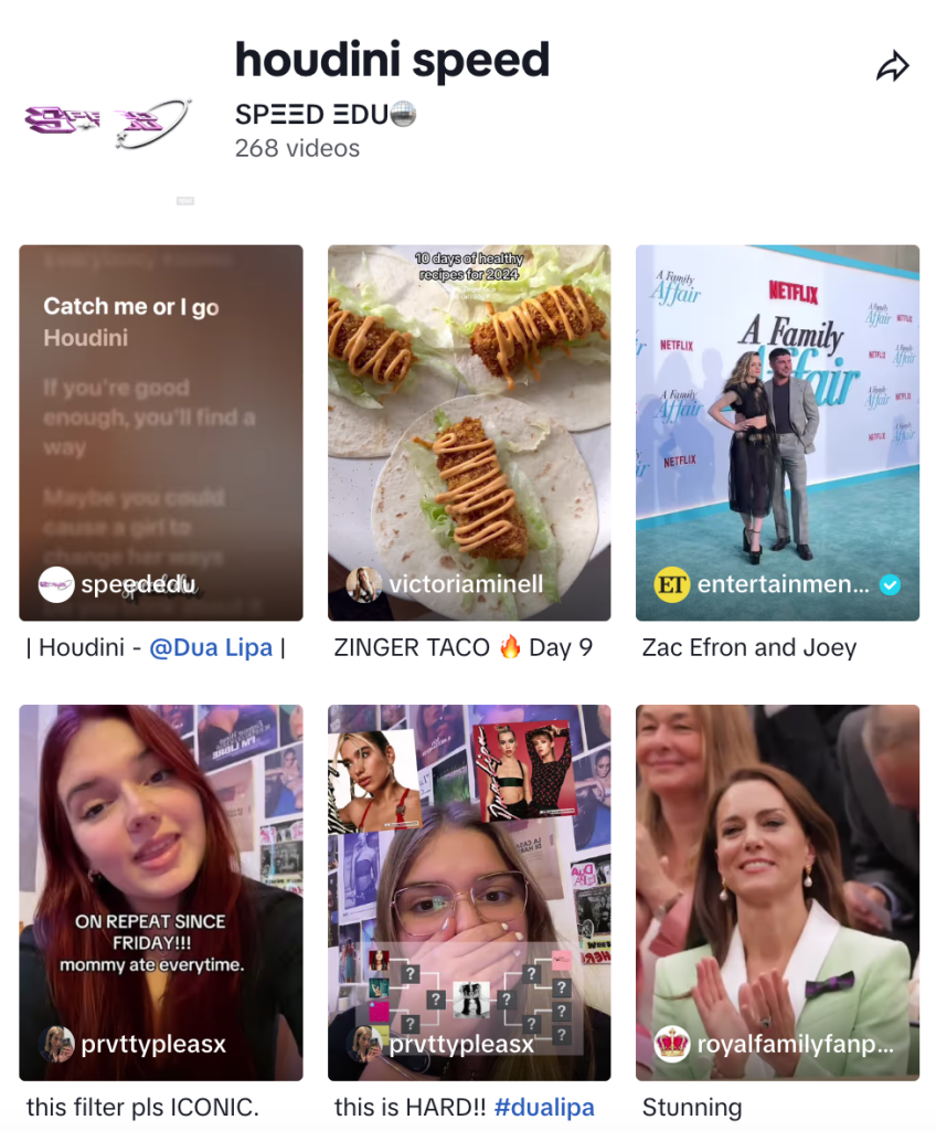 Sped up version of "Houdini" on TikTok